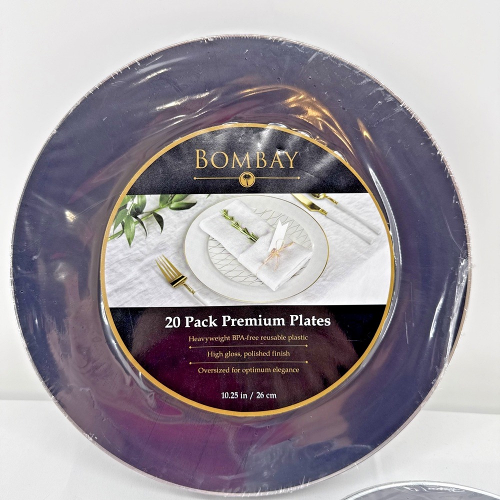 Bombay Black & Silver 7.5" & 10.25" Disposable Plates Set 40 Count Elegant NEW